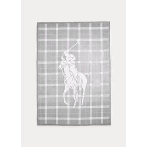 Polo Ralph Lauren Home Oakwood Cotton Throw Grey Ivory Big Pony 50 X 70‎